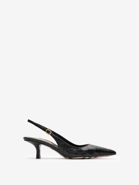 Burberry Crocodile-effect Leather Dame Slingback Pumps