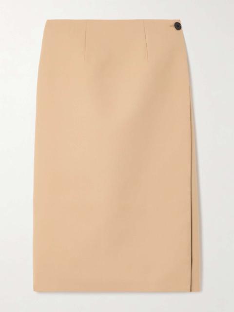 Reversible wool wrap midi skirt