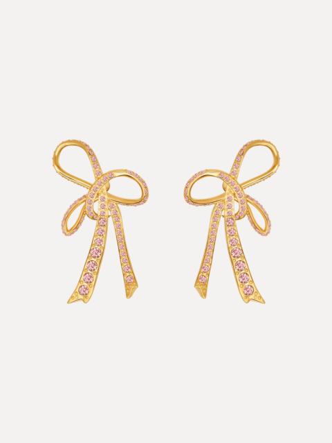 Oscar de la Renta CRYSTAL PAVÉ THREADED BOW CLIP-ON EARRINGS