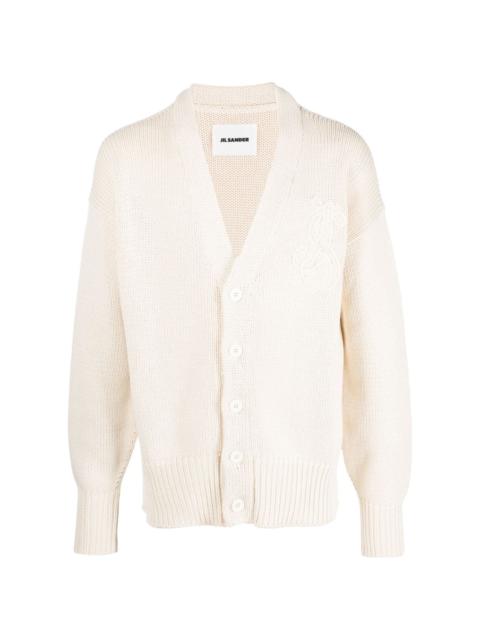 embroidered-logo cotton cardigan
