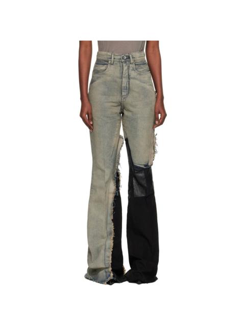 Rick Owens Gray & Black Concordians Bolan Bootcut Jeans