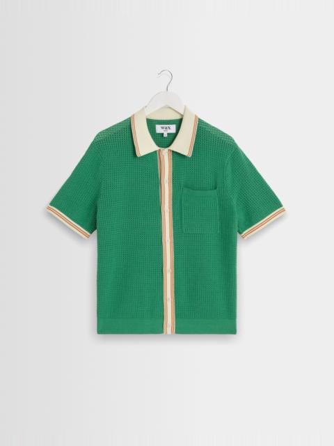 Wax London Belle - Green Tipped Pointelle Polo Shirt