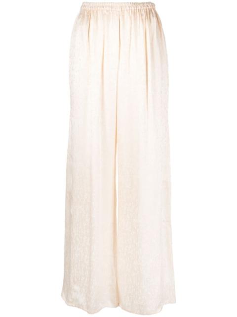 forte_forte check-pattern ruched-detail satin palazzo pants