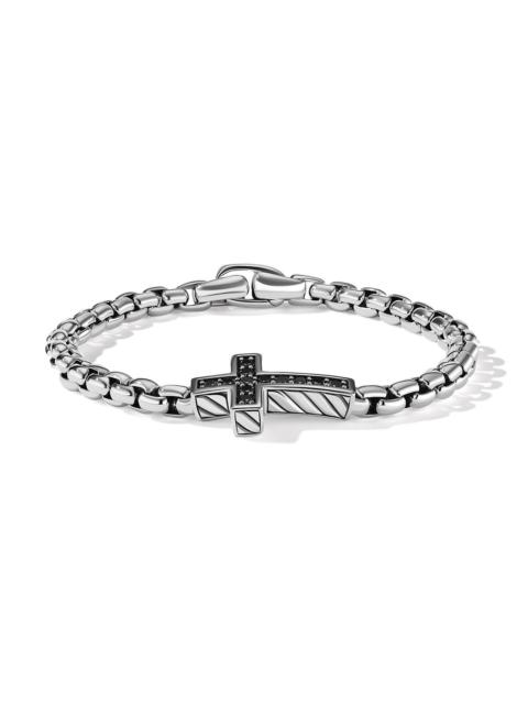 DAVID YURMAN Men's Pavé Cross Bracelet in Sterling Silver - Black Diamond