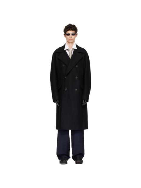 Dries Van Noten Black Wool Caban Coat