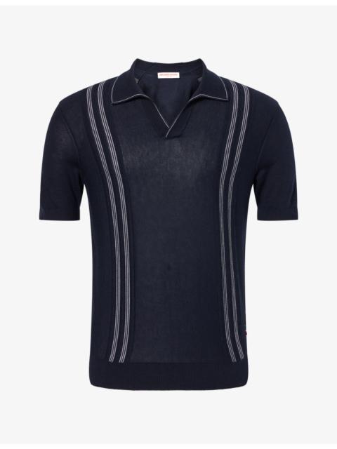 ORLEBAR BROWN Horton Contrast-Stripe Silk-Blend Polo Shirt
