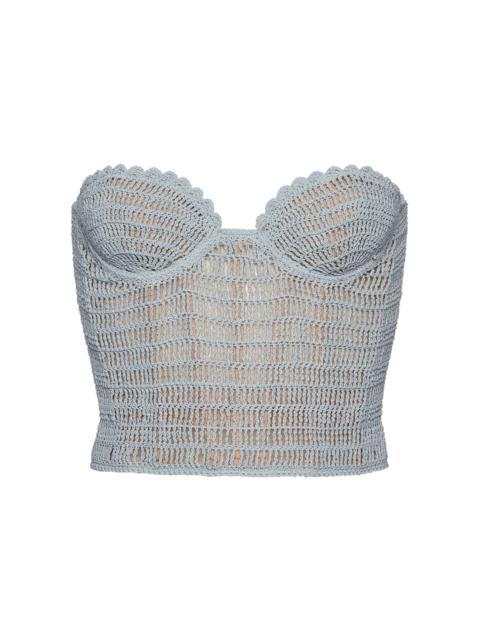 Crochet Cotton-Blend Corset Top blue