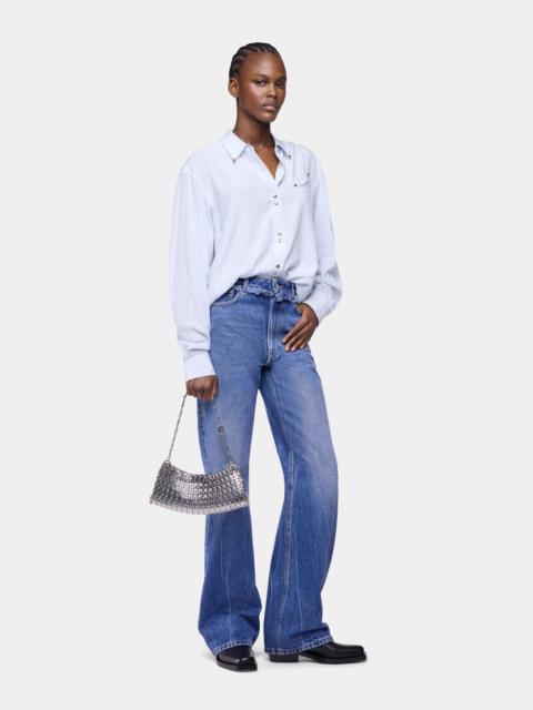 rabanne OVERSIZED SHIRT IN STRIPED-PRINTED COTTON CREPE
