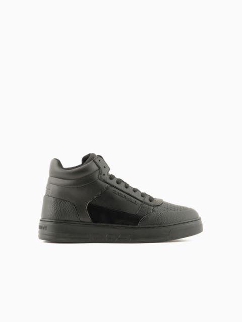 ASV regenerated leather high-top sneakers with suede detail