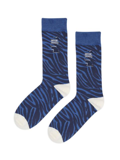 【関税込み】BRAIN DEAD \"Slub 2 Stripes\" socks BRAIN DEAD Slub 2 Stripes Crew Socks Light Blue | slamjam
