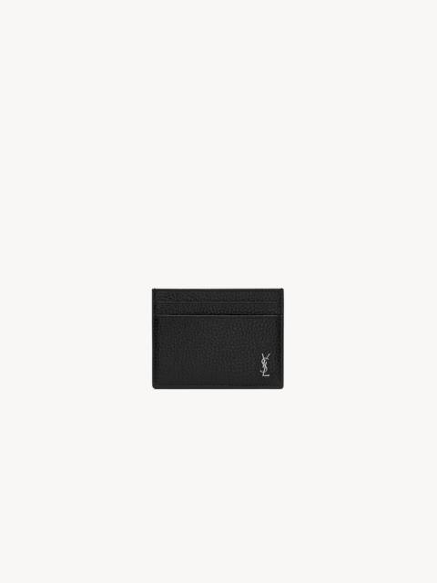 SAINT LAURENT TINY CASSANDRE CARD CASE IN GRAINED LEATHER