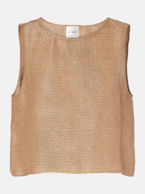 LESET Stella sequined cropped tank top
