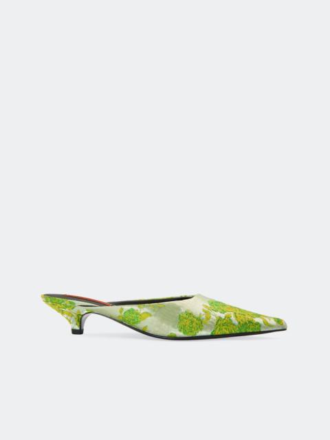 SIMONMILLER Arrow Mule in Floral Green Jacquard