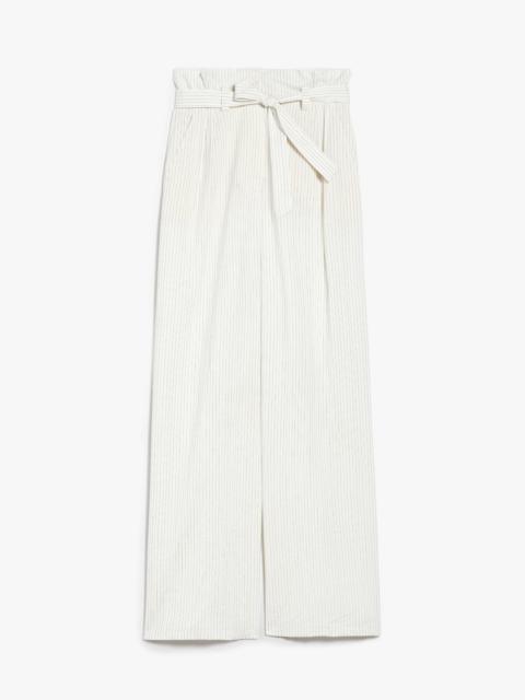 Wide trousers in pinstriped canvas