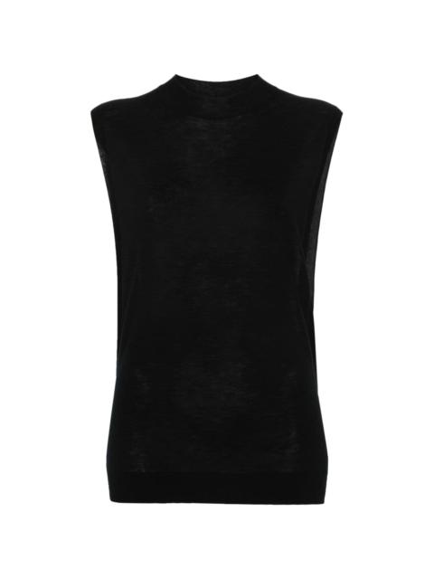 sleeveless wool-silk top