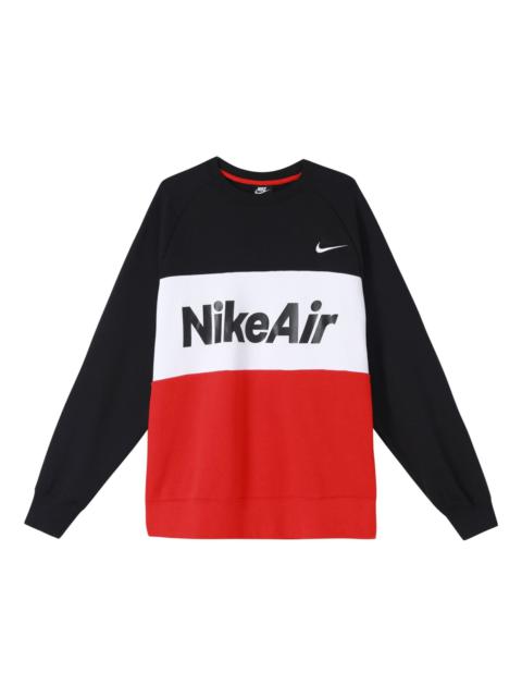 Nike Air Splicing Colorblock Large Logo Fleece Round Neck Black CJ4828-011