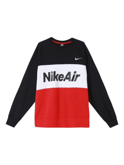 Nike Nike Air Splicing Colorblock Large Logo Fleece Round Neck Black CJ4828-011