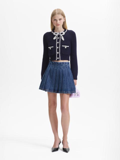 self-portrait Navy Soft Knit Bow Cardigan