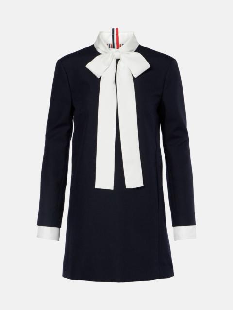 Thom Browne Silk-trimmed virgin wool minidress