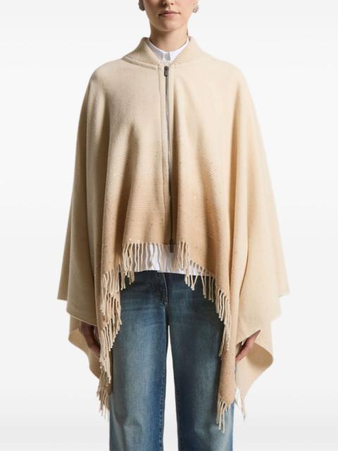 PESERICO zip-front fringed cape