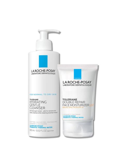 LA ROCHE-POSAY Toleriane Hydrating Gentle Cleanser & Double Repair Face Moisturizer SPF 30 Set