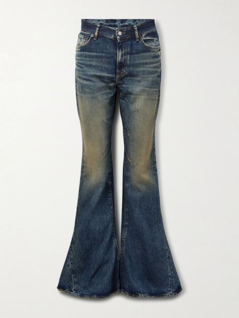 Acne Studios 2024 distressed high-rise slim-fit flared organic jeans Blue