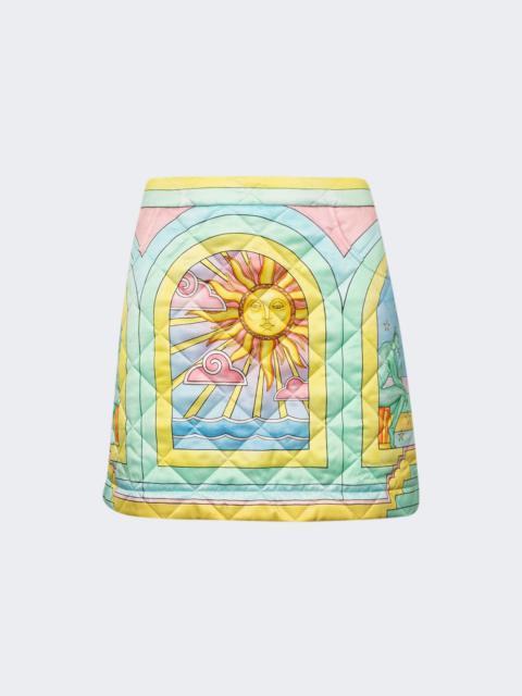 Art Deco Quilted Curved Hem Mini Skirt