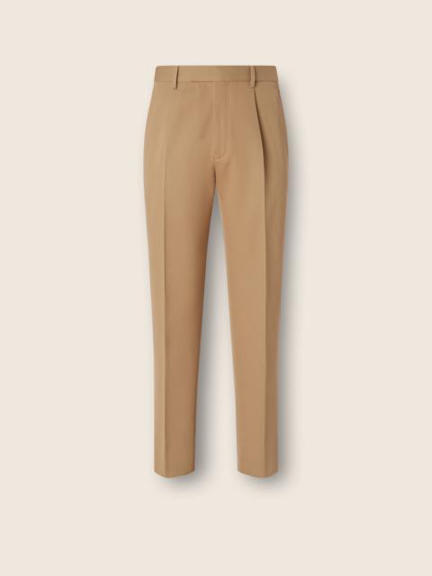 ZEGNA BEIGE COTTON AND WOOL PANTS