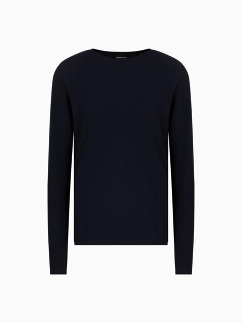 GIORGIO ARMANI CHEVRON VIRGIN WOOL, CREW-NECK JUMPER