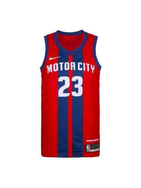 Nike Nike NBA 도시 버전 20-21 시즌 디트로이트 피스톤 23 알파벳 인쇄 농구 조끼 빨강 AV4636-6