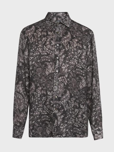 Men's Printed Silk Dress Shirt