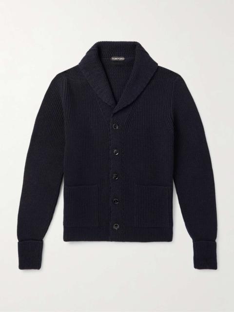 Slim-Fit Shawl-Collar Ribbed Cashmere Cardigan