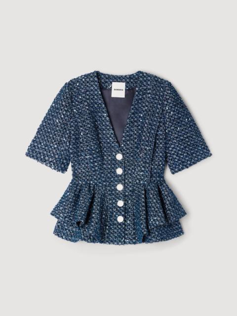 Sandro SEQUINNED PEPLUM TOP
