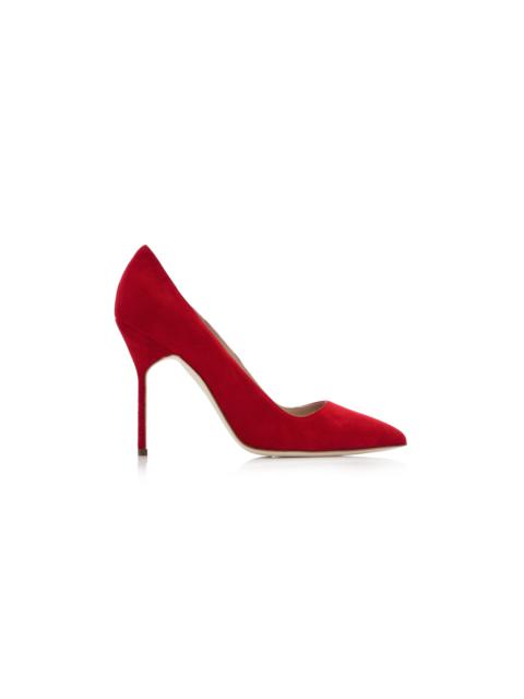 Manolo Blahnik Red Suede Pointed Toe Pumps