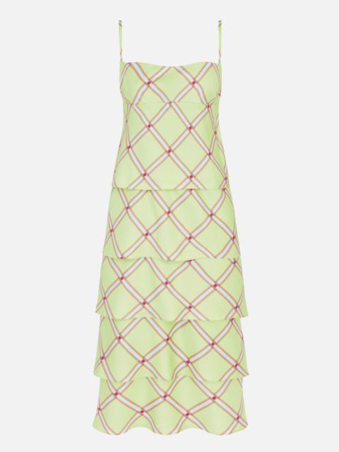 EMILIA WICKSTEAD Rania Dress In Lime & Blue Check Silk Twill