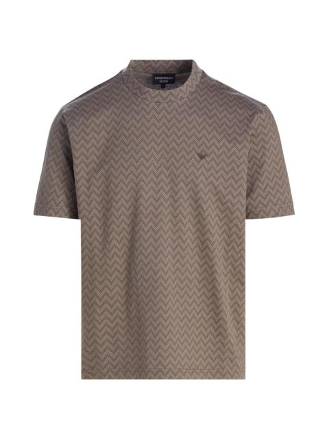 EMPORIO ARMANI Men's Logo Chevron Cotton Jersey T-Shirt - Morel Laurel