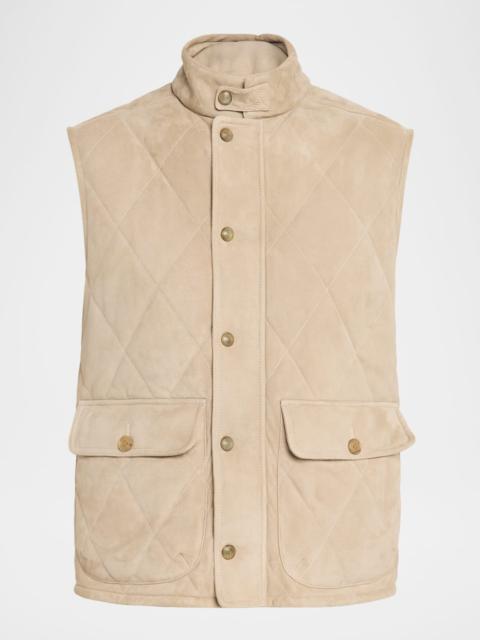 Ralph Lauren Men's Carleton Quilted Suede Full-Zip Vest