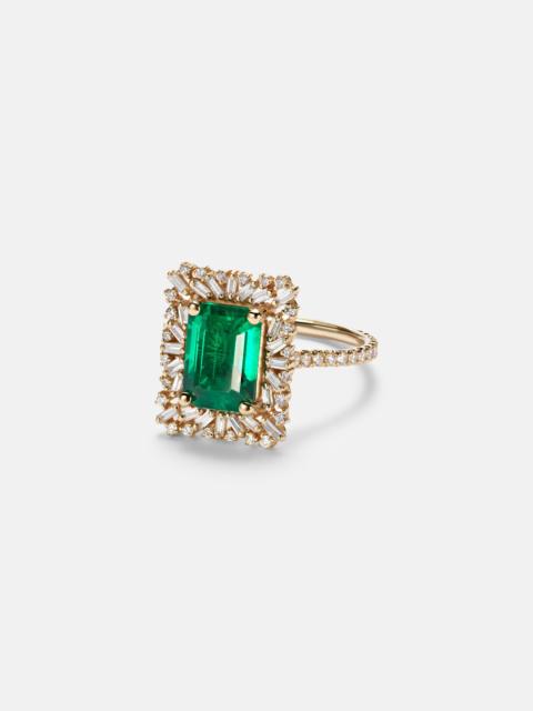 SUZANNE KALAN 18kt gold ring with emerald and diamonds