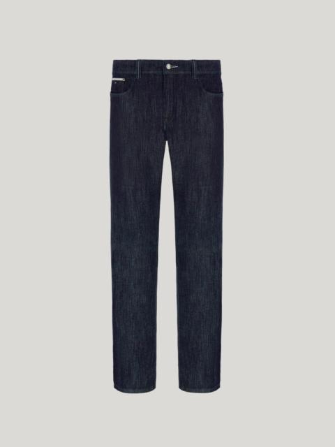 Canali BLUE SOFT-TOUCH FIVE-POCKET DENIM PANTS WITH COLOURED SELVEDGE