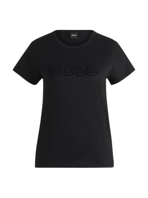 BOSS MERCERIZED-COTTON T-SHIRT WITH LOGO DETAIL
