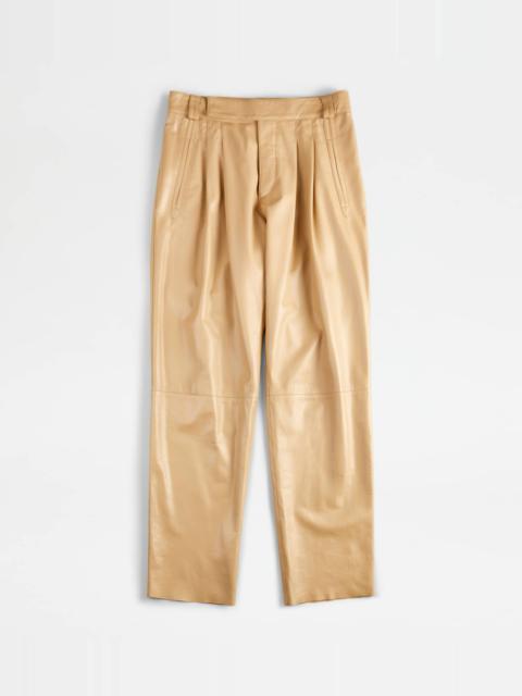 Tod's PANTS IN LEATHER - BEIGE