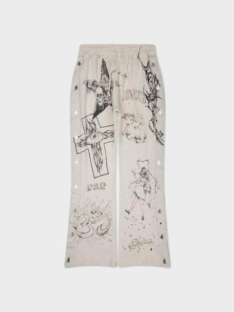 HELLSTAR GRAFFITTI MIRROR FACE SWEATPANTS - GREY