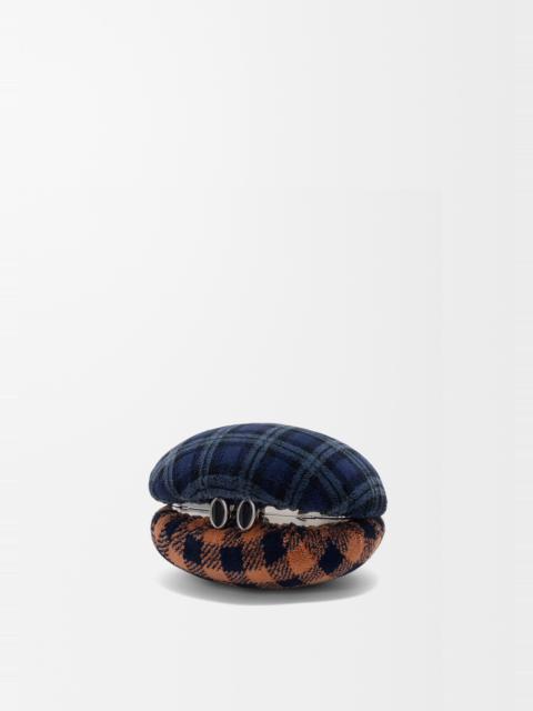Loewe Shell minaudiere in check pattern textile and metal