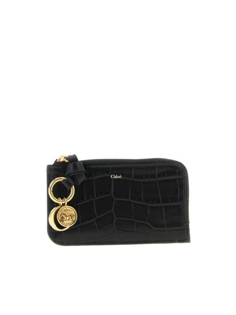 Chloé Alphabet crocodile-effect leather cardholder