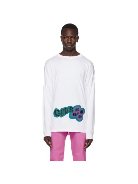 GCDS White Checkerboard Long Sleeve T-Shirt