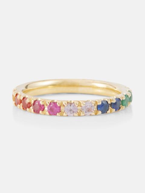 SYDNEY EVAN Rainbow Large 14kt gold eternity ring with sapphires, rubies, amethysts, and emeralds