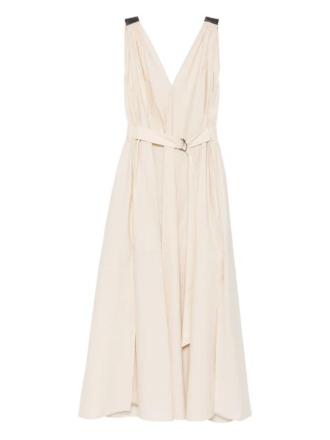 Brunello Cucinelli belted V-neck midi dress