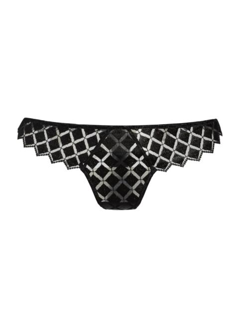 KIKI DE MONTPARNASSE Women's Lamine Embroidered Thong - Black