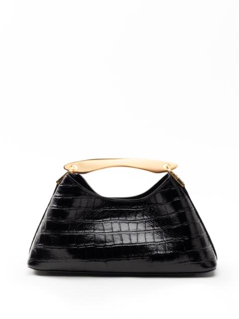 Elleme Mini Boomerang Croco Embossed Leather Black