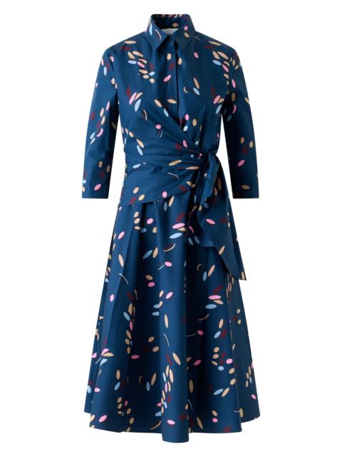 AKRIS Women's Confetti Printed Cotton Wrap Midi-Dress - Ink Multicolor